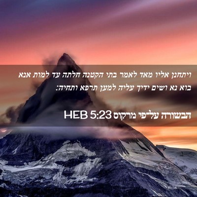 Picture 02 - הבשורה על־פי מרקוס 5:23 HEB - ויתחנן אליו מאד לאמר בתי - Bible Verse Picture