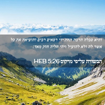Picture 02 - הבשורה על־פי מרקוס 5:26 HEB - והיא סבלה הרבה תחת ידי - Bible Verse Picture