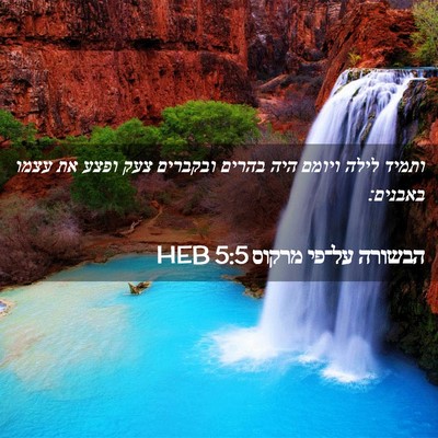 Picture 02 - הבשורה על־פי מרקוס 5:5 HEB - ותמיד לילה ויומם היה בהרים - Bible Verse Picture
