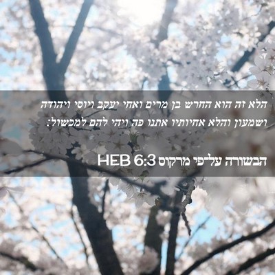 Picture 02 - הבשורה על־פי מרקוס 6:3 HEB - הלא זה הוא החרש בן מרים - Bible Verse Picture