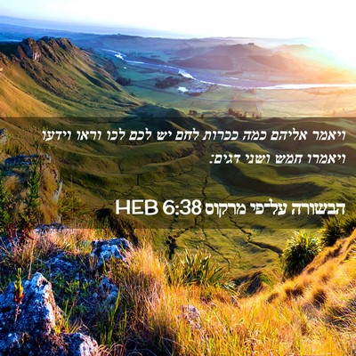 Picture 02 - הבשורה על־פי מרקוס 6:38 HEB - ויאמר אליהם כמה ככרות לחם - Bible Verse Picture