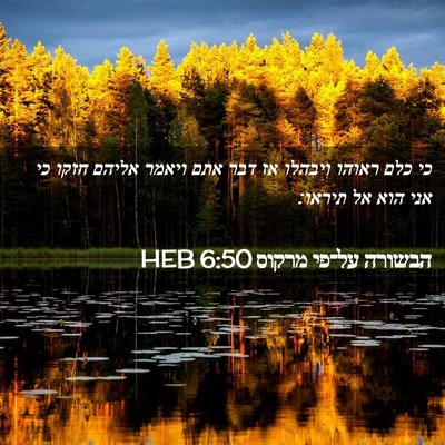 Picture 02 - הבשורה על־פי מרקוס 6:50 HEB - כי כלם ראוהו ויבהלו אז דבר - Bible Verse Picture
