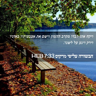 Picture 02 - הבשורה על־פי מרקוס 7:33 HEB - ויקח אתו לבדו מקרב ההמון - Bible Verse Picture
