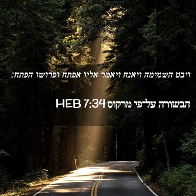 Picture 02 - הבשורה על־פי מרקוס 7:34 HEB - ויבט השמימה ויאנח ויאמר - Bible Verse Picture