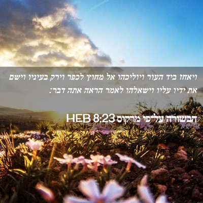Picture 02 - הבשורה על־פי מרקוס 8:23 HEB - ויאחז ביד העור ויוליכהו אל - Bible Verse Picture