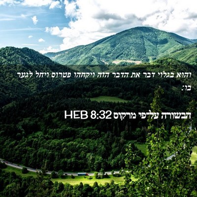 Picture 02 - הבשורה על־פי מרקוס 8:32 HEB - והוא בגלוי דבר את הדבר הזה - Bible Verse Picture