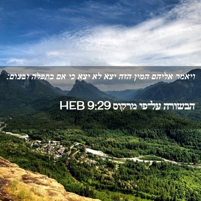 Picture 02 - הבשורה על־פי מרקוס 9:29 HEB - ויאמר אליהם המין הזה יצא לא - Bible Verse Picture
