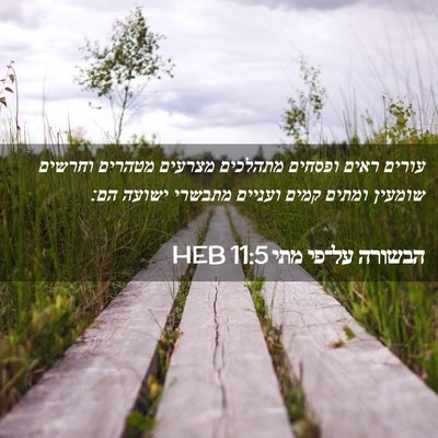 Picture 02 - הבשורה על־פי מתי 11:5 HEB - עורים ראים ופסחים מתהלכים - Bible Verse Picture