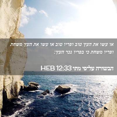 Picture 02 - הבשורה על־פי מתי 12:33 HEB - או עשו את העץ טוב ופריו טוב - Bible Verse Picture