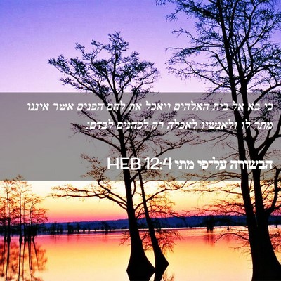 Picture 02 - הבשורה על־פי מתי 12:4 HEB - כי בא אל בית האלהים ויאכל - Bible Verse Picture
