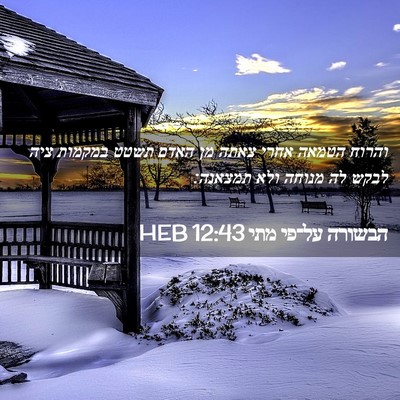 Picture 02 - הבשורה על־פי מתי 12:43 HEB - והרוח הטמאה אחרי צאתה מן - Bible Verse Picture