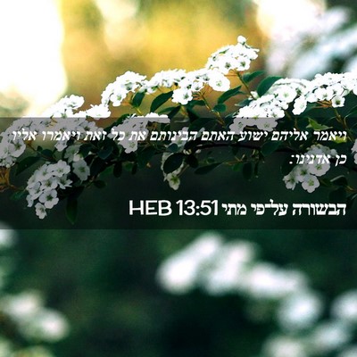 Picture 02 - הבשורה על־פי מתי 13:51 HEB - ויאמר אליהם ישוע האתם - Bible Verse Picture