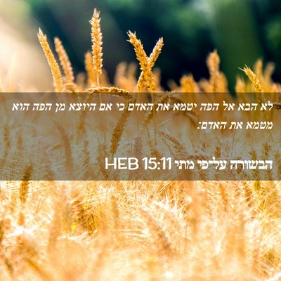 Picture 02 - הבשורה על־פי מתי 15:11 HEB - לא הבא אל הפה יטמא את האדם - Bible Verse Picture