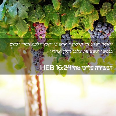 Picture 02 - הבשורה על־פי מתי 16:24 HEB - ויאמר ישוע אל תלמידיו איש - Bible Verse Picture