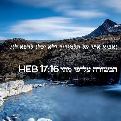 Picture 02 - הבשורה על־פי מתי 17:16 HEB - ואביא אתו אל תלמידיך ולא - Bible Verse Picture