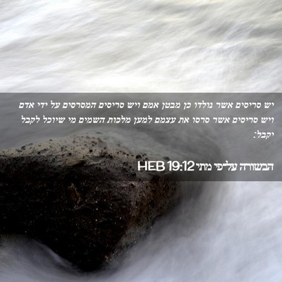 Picture 02 - הבשורה על־פי מתי 19:12 HEB - יש סריסים אשר נולדו כן מבטן - Bible Verse Picture