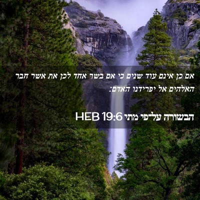 Picture 02 - הבשורה על־פי מתי 19:6 HEB - אם כן אינם עוד שנים כי אם - Bible Verse Picture
