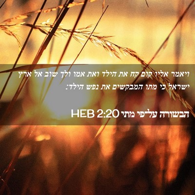 Picture 02 - הבשורה על־פי מתי 2:20 HEB - ויאמר אליו קום קח את הילד - Bible Verse Picture