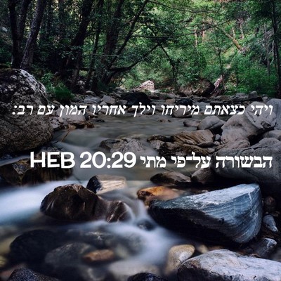 Picture 02 - הבשורה על־פי מתי 20:29 HEB - ויהי כצאתם מיריחו וילך - Bible Verse Picture