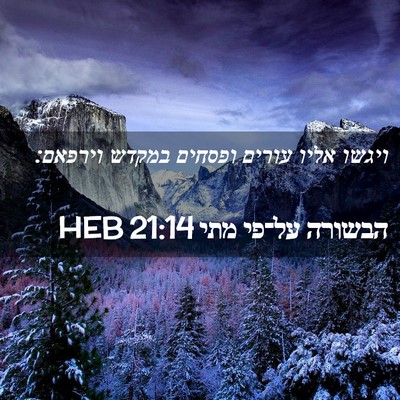 Picture 02 - הבשורה על־פי מתי 21:14 HEB - ויגשו אליו עורים ופסחים - Bible Verse Picture