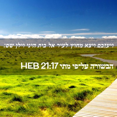 Picture 02 - הבשורה על־פי מתי 21:17 HEB - ויעזבם ויצא מחוץ לעיר אל - Bible Verse Picture