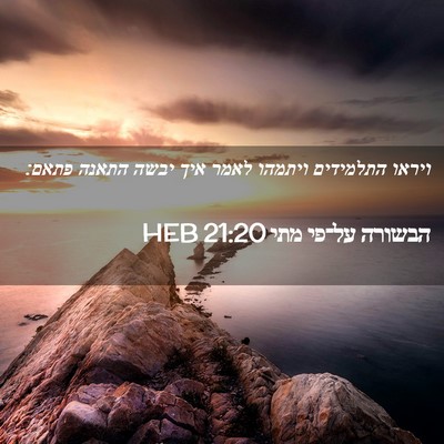 Picture 02 - הבשורה על־פי מתי 21:20 HEB - ויראו התלמידים ויתמהו לאמר - Bible Verse Picture