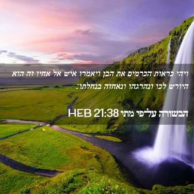 Picture 02 - הבשורה על־פי מתי 21:38 HEB - ויהי כראות הכרמים את הבן - Bible Verse Picture