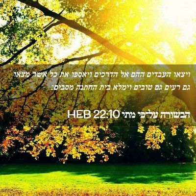 Picture 02 - הבשורה על־פי מתי 22:10 HEB - ויצאו העבדים ההם אל הדרכים - Bible Verse Picture