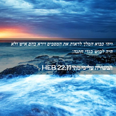 Picture 02 - הבשורה על־פי מתי 22:11 HEB - ויהי כבוא המלך לראות את - Bible Verse Picture
