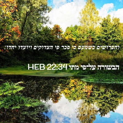Picture 02 - הבשורה על־פי מתי 22:34 HEB - והפרושים כשמעם כי סכר פי - Bible Verse Picture