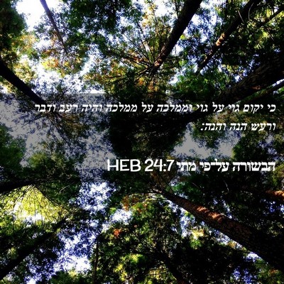 Picture 02 - הבשורה על־פי מתי 24:7 HEB - כי יקום גוי על גוי וממלכה - Bible Verse Picture