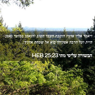 Picture 02 - הבשורה על־פי מתי 25:23 HEB - ויאמר אליו אדניו היטבת - Bible Verse Picture