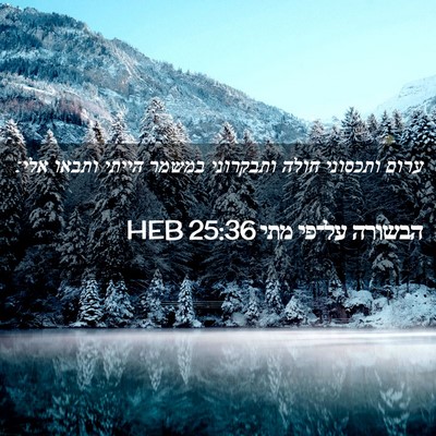 Picture 02 - הבשורה על־פי מתי 25:36 HEB - ערום ותכסוני חולה ותבקרוני - Bible Verse Picture