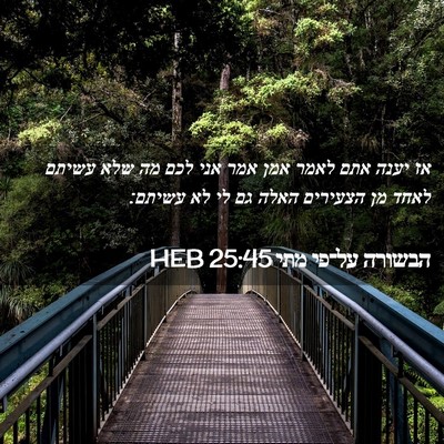 Picture 02 - הבשורה על־פי מתי 25:45 HEB - אז יענה אתם לאמר אמן אמר - Bible Verse Picture