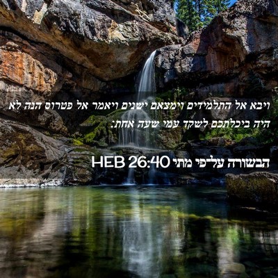 Picture 02 - הבשורה על־פי מתי 26:40 HEB - ויבא אל התלמידים וימצאם - Bible Verse Picture