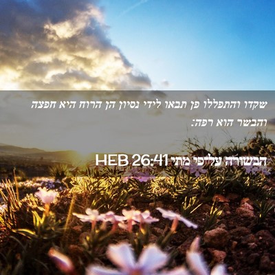Picture 02 - הבשורה על־פי מתי 26:41 HEB - שקדו והתפללו פן תבאו לידי - Bible Verse Picture