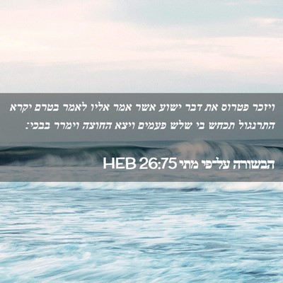 Picture 02 - הבשורה על־פי מתי 26:75 HEB - ויזכר פטרוס את דבר ישוע אשר - Bible Verse Picture