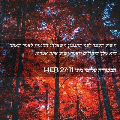 Picture 02 - הבשורה על־פי מתי 27:11 HEB - וישוע העמד לפני ההגמון - Bible Verse Picture