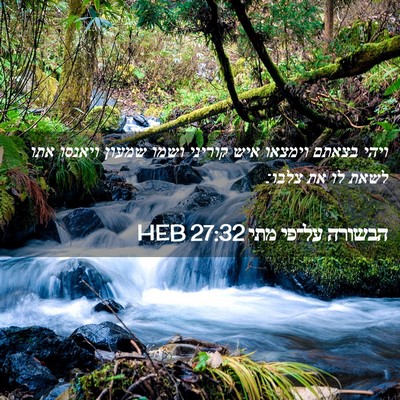 Picture 02 - הבשורה על־פי מתי 27:32 HEB - ויהי בצאתם וימצאו איש - Bible Verse Picture