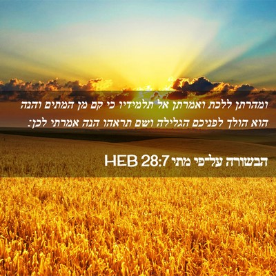 Picture 02 - הבשורה על־פי מתי 28:7 HEB - ומהרתן ללכת ואמרתן אל - Bible Verse Picture