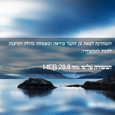 Picture 02 - הבשורה על־פי מתי 28:8 HEB - ותמהרנה לצאת מן הקבר ביראה - Bible Verse Picture