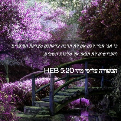 Picture 02 - הבשורה על־פי מתי 5:20 HEB - כי אני אמר לכם אם לא תרבה - Bible Verse Picture