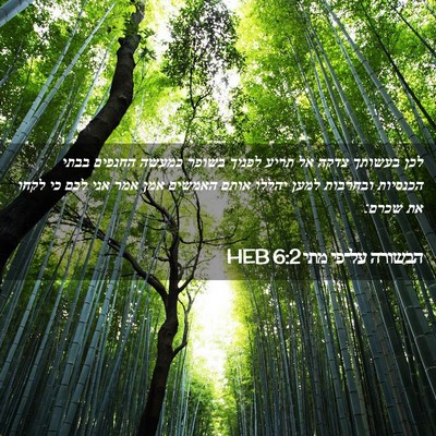 Picture 02 - הבשורה על־פי מתי 6:2 HEB - לכן בעשותך צדקה אל תריע - Bible Verse Picture