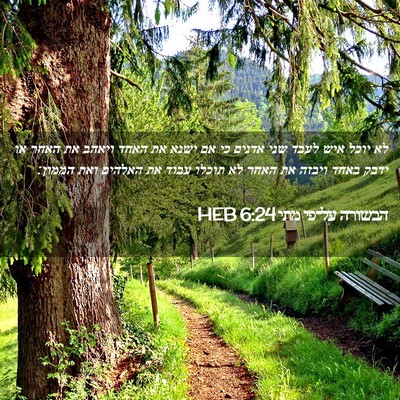 Picture 02 - הבשורה על־פי מתי 6:24 HEB - לא יוכל איש לעבד שני אדנים - Bible Verse Picture
