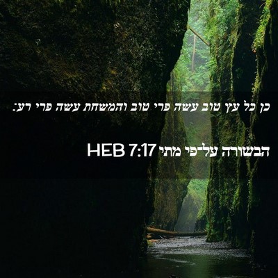 Picture 02 - הבשורה על־פי מתי 7:17 HEB - כן כל עץ טוב עשה פרי טוב - Bible Verse Picture