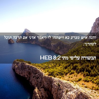 Picture 02 - הבשורה על־פי מתי 8:2 HEB - והנה איש מצרע בא וישתחו לו - Bible Verse Picture
