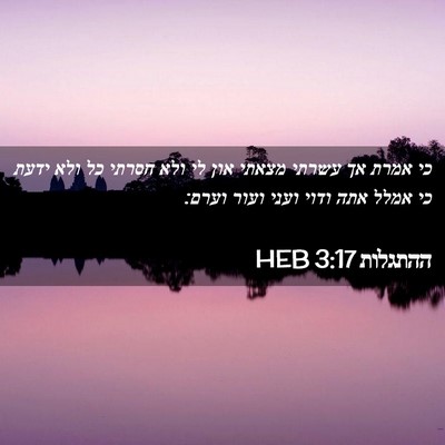 Picture 02 - ההתגלות 3:17 HEB - כי אמרת אך עשרתי מצאתי און - Bible Verse Picture