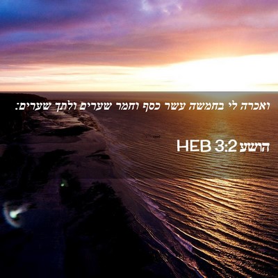Picture 02 - הושע 3:2 HEB - ואכרה לי בחמשה עשר כסף וחמר - Bible Verse Picture