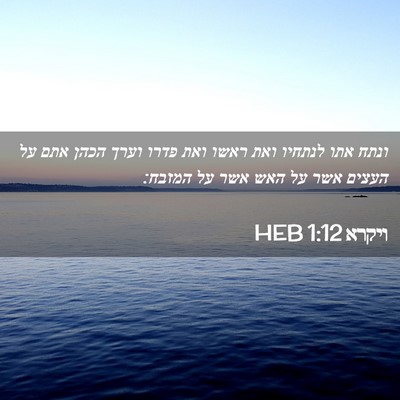 Picture 02 - ויקרא 1:12 HEB - ונתח אתו לנתחיו ואת ראשו - Bible Verse Picture