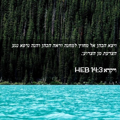 Picture 02 - ויקרא 14:3 HEB - ויצא הכהן אל מחוץ למחנה - Bible Verse Picture